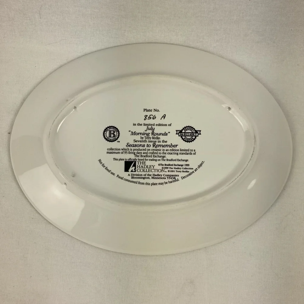 The Bradford Exchange JULY Morning Rounds Plate - Seasons to Remember #7 1999